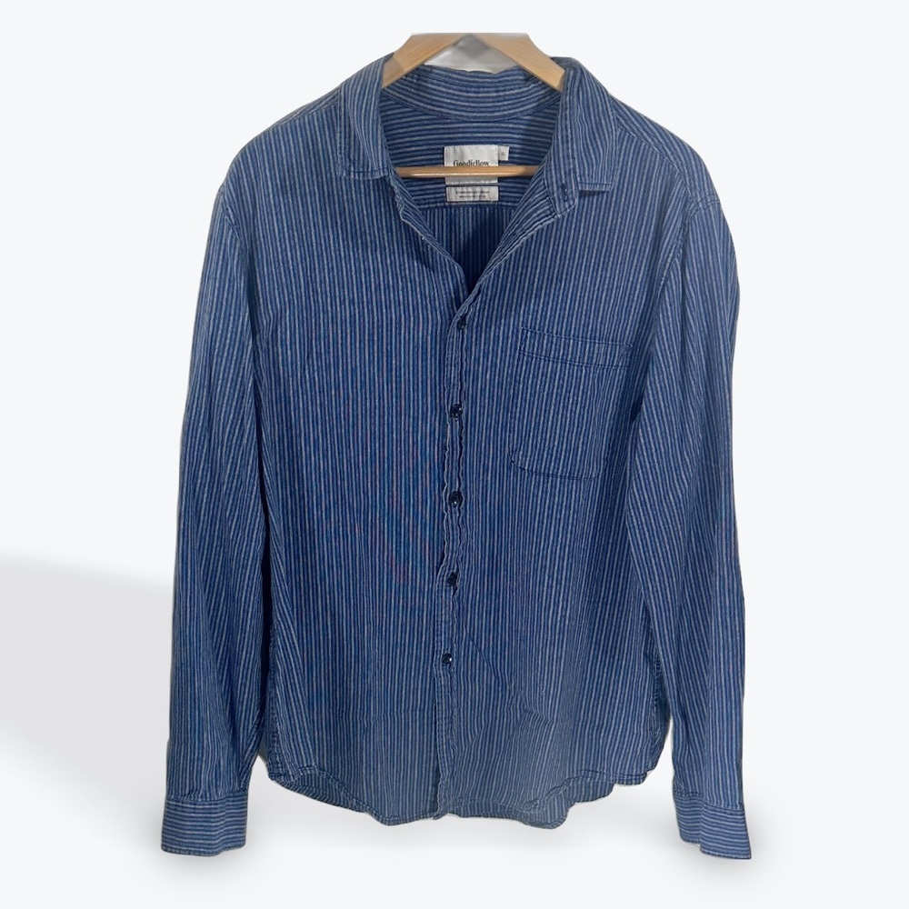 Goodfellow & Co Classic Blue Striped Men's Cotton Shirt XL